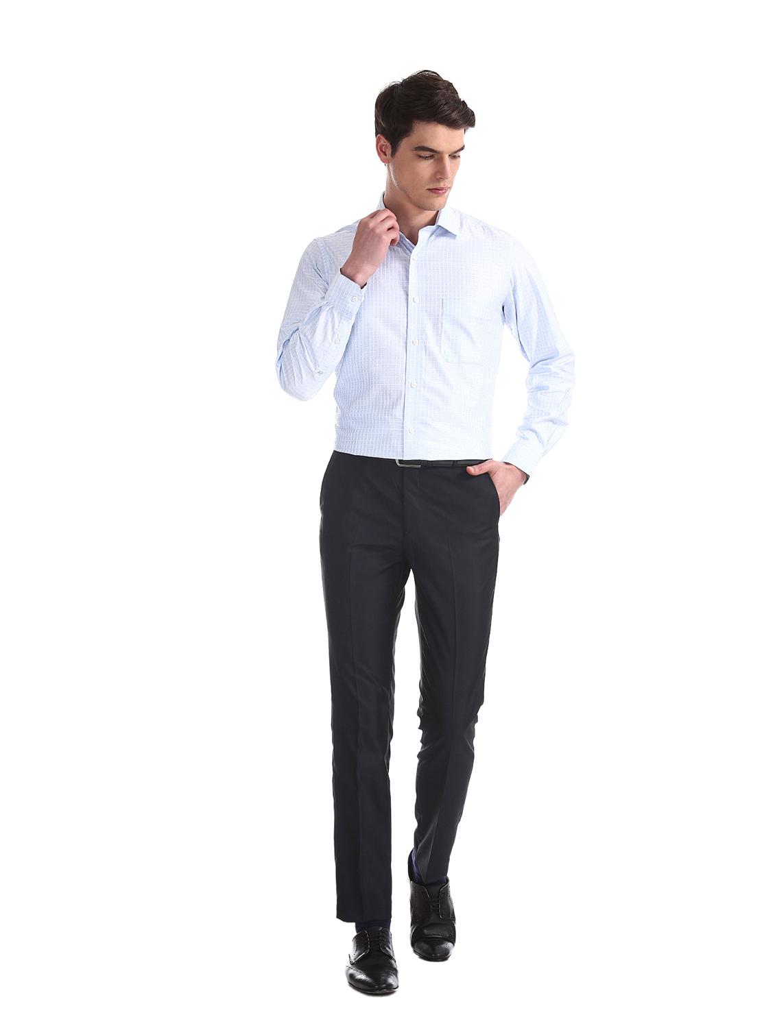 blue checkered formal shirt - 17617896 - Zoom Image - 4