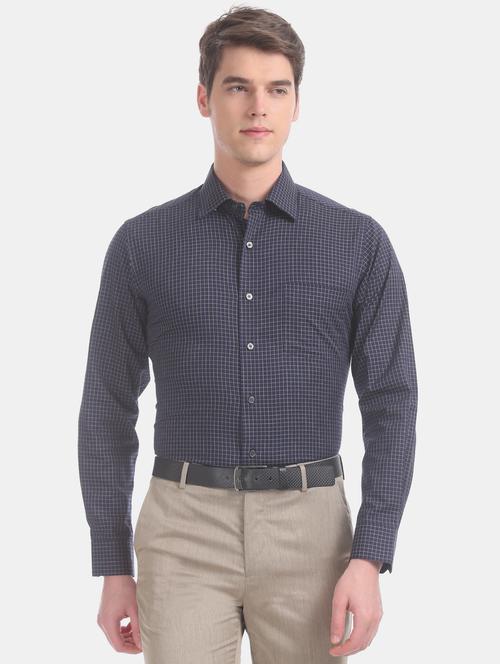 blue checkered formal shirt - 17617901 - Standard Image - 1