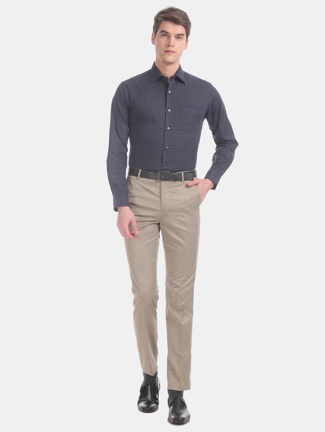 blue checkered formal shirt - 17617901 - Zoom Image - 4