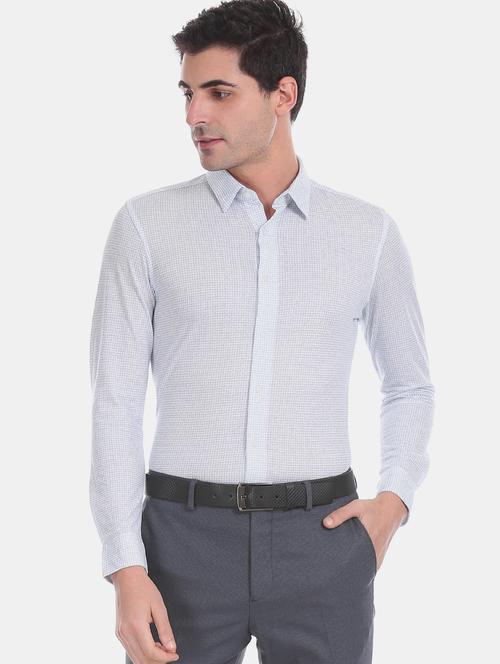 white printed formal shirt - 17617912 - Standard Image - 1