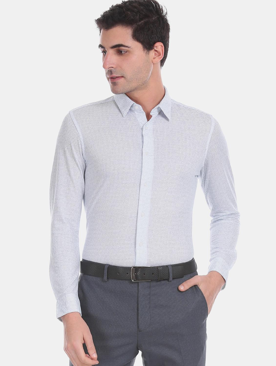 white printed formal shirt - 17617912 - Zoom Image - 1
