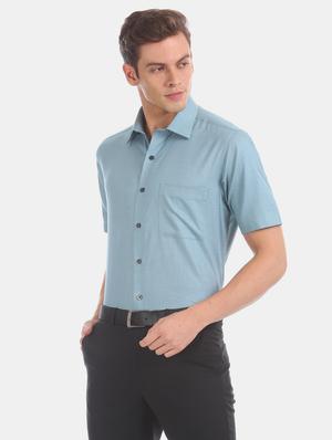 blue solid formal shirt - 17617914 - Standard Image - 2