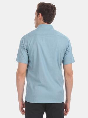 blue solid formal shirt - 17617914 - Standard Image - 3