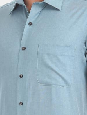 blue solid formal shirt - 17617914 - Standard Image - 5