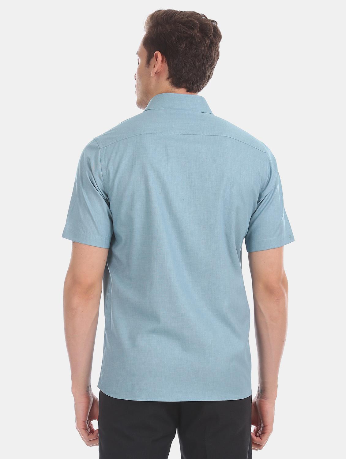 blue solid formal shirt - 17617914 - Zoom Image - 3