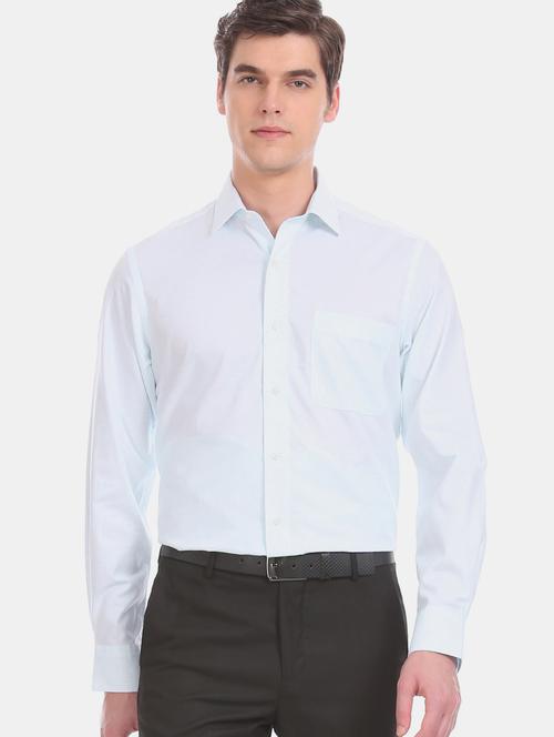 blue self design formal shirt - 17617923 - Standard Image - 1