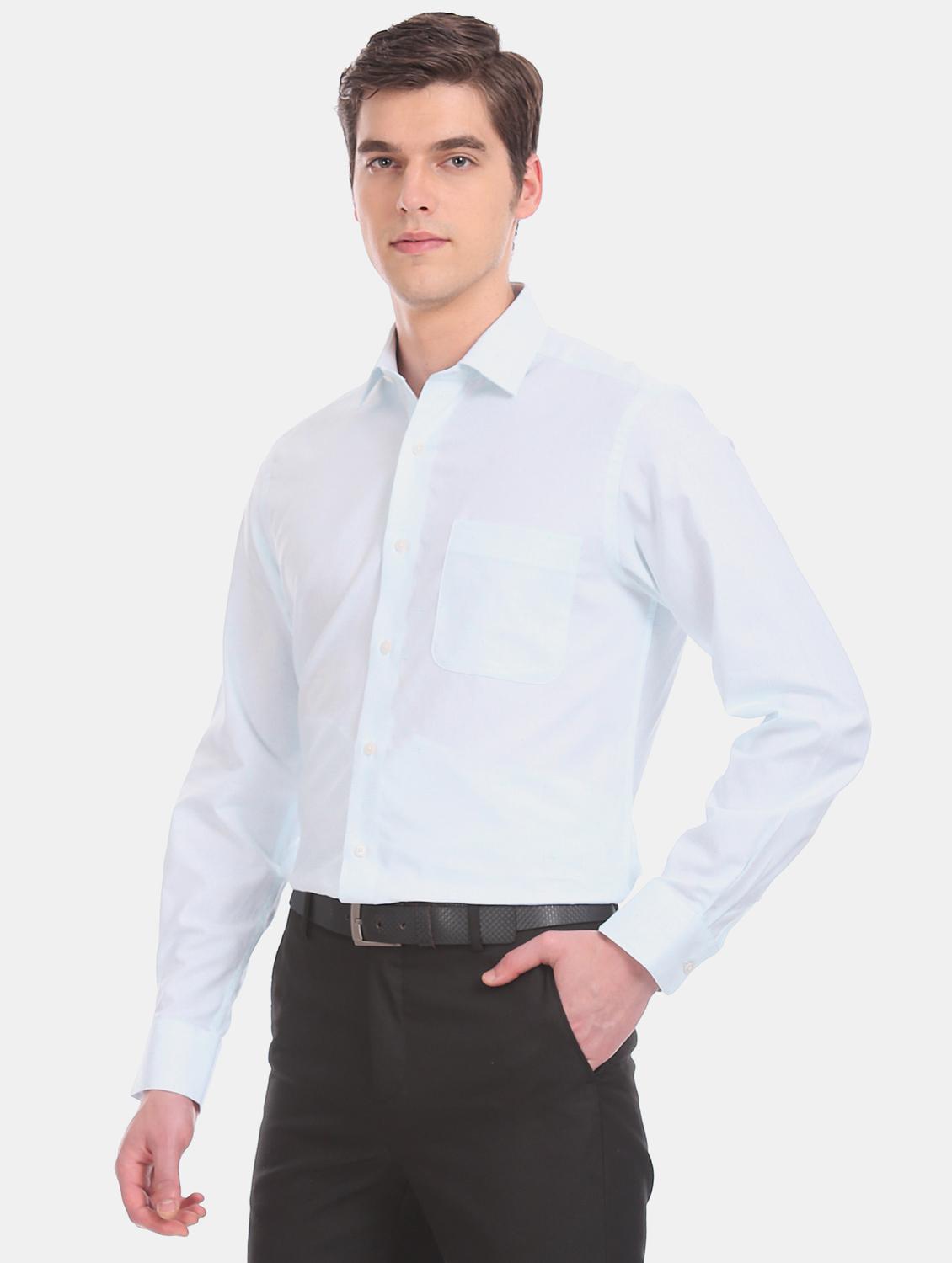 blue self design formal shirt - 17617923 - Zoom Image - 2