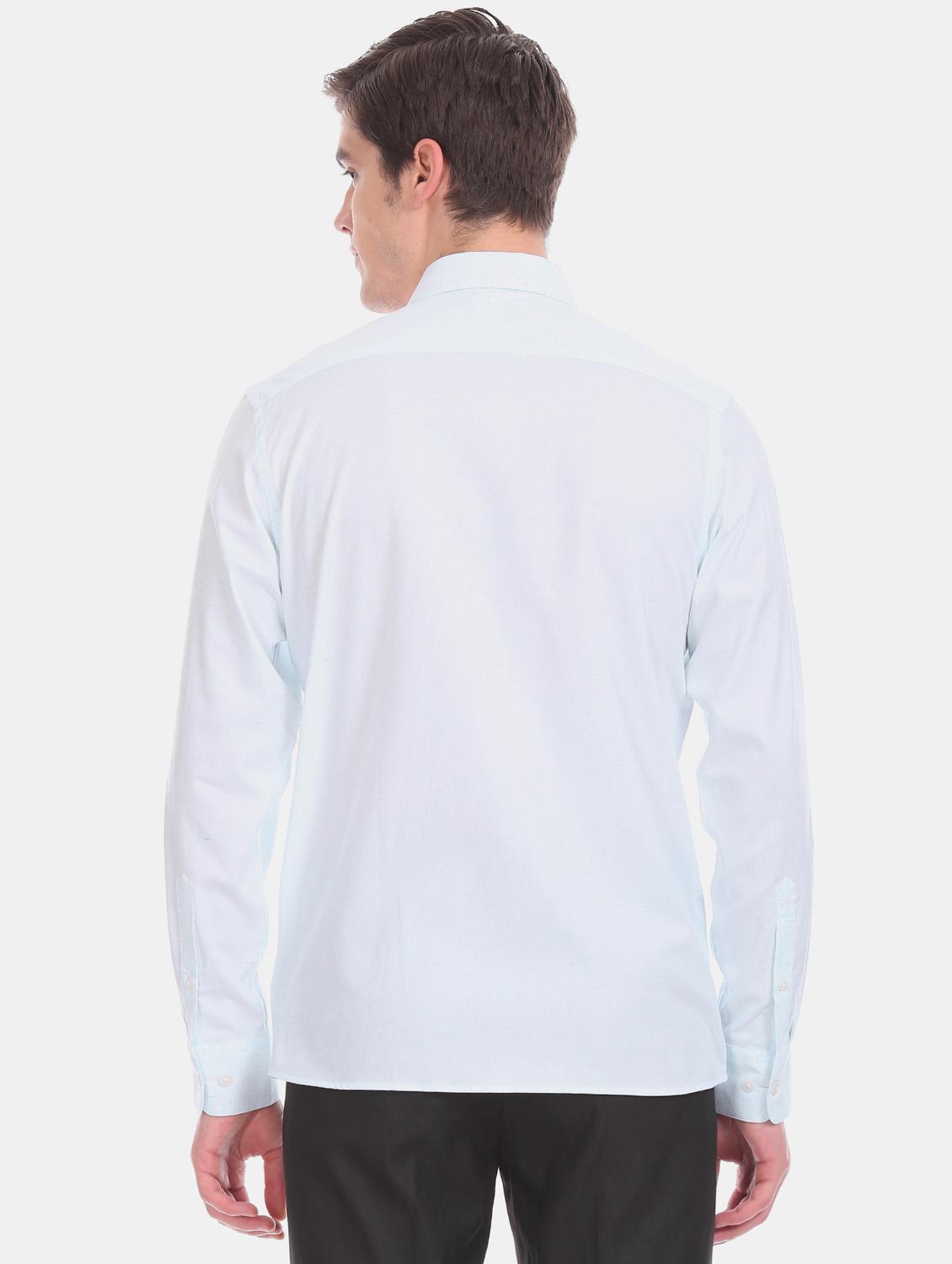 blue self design formal shirt - 17617923 - Zoom Image - 3