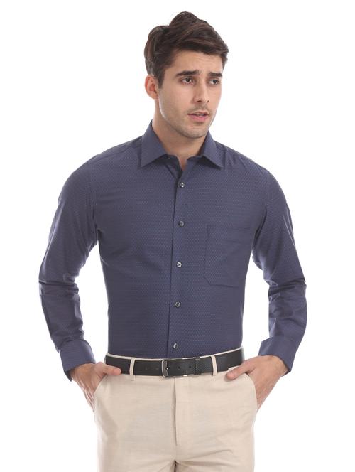 blue self design formal shirt - 17617925 - Standard Image - 1