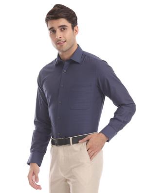 blue self design formal shirt - 17617925 - Standard Image - 2