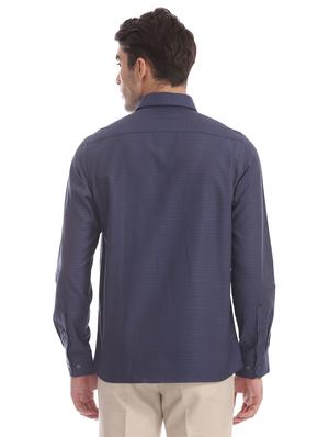 blue self design formal shirt - 17617925 - Standard Image - 3