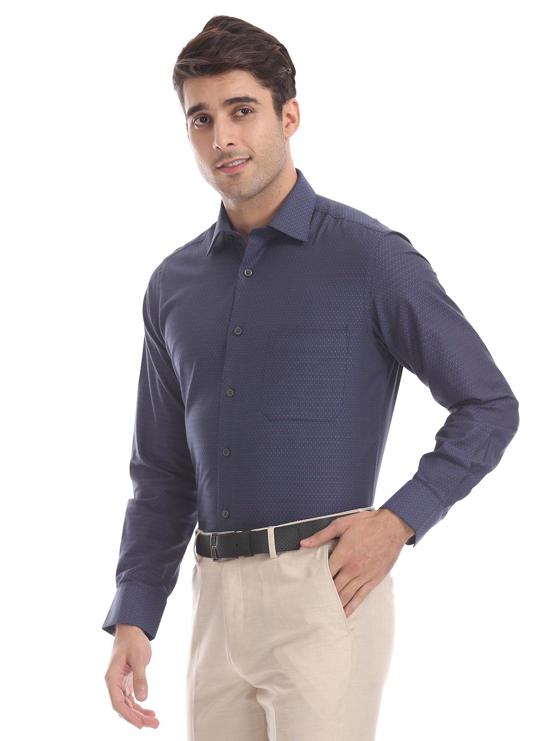 blue self design formal shirt - 17617925 - Zoom Image - 2