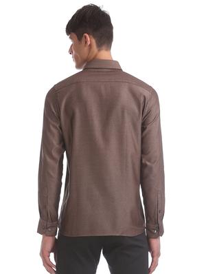 brown self design formal shirt - 17617932 - Standard Image - 3