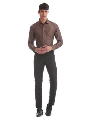 brown self design formal shirt - 17617932 - Standard Image - 4