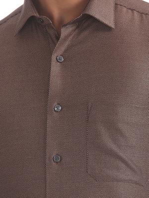 brown self design formal shirt - 17617932 - Standard Image - 5