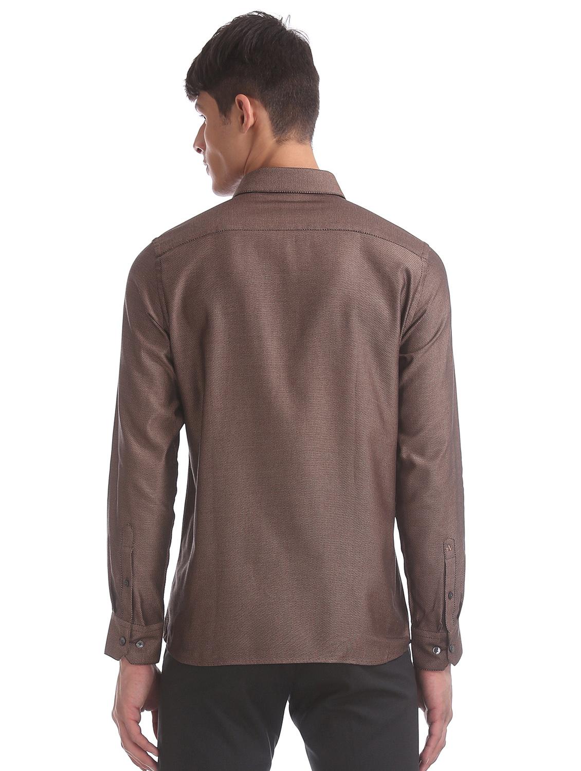 brown self design formal shirt - 17617932 - Zoom Image - 3