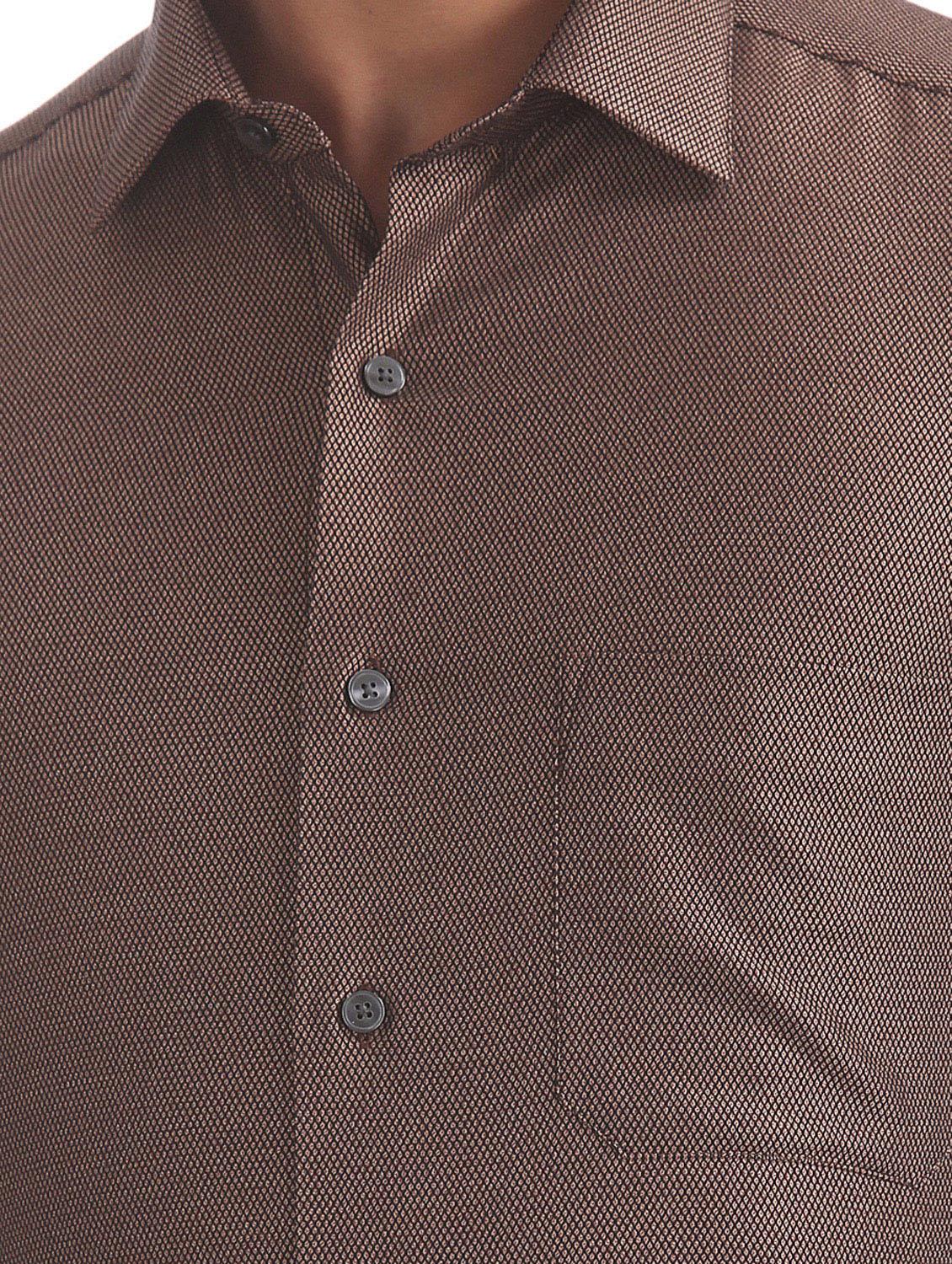 brown self design formal shirt - 17617932 - Zoom Image - 5