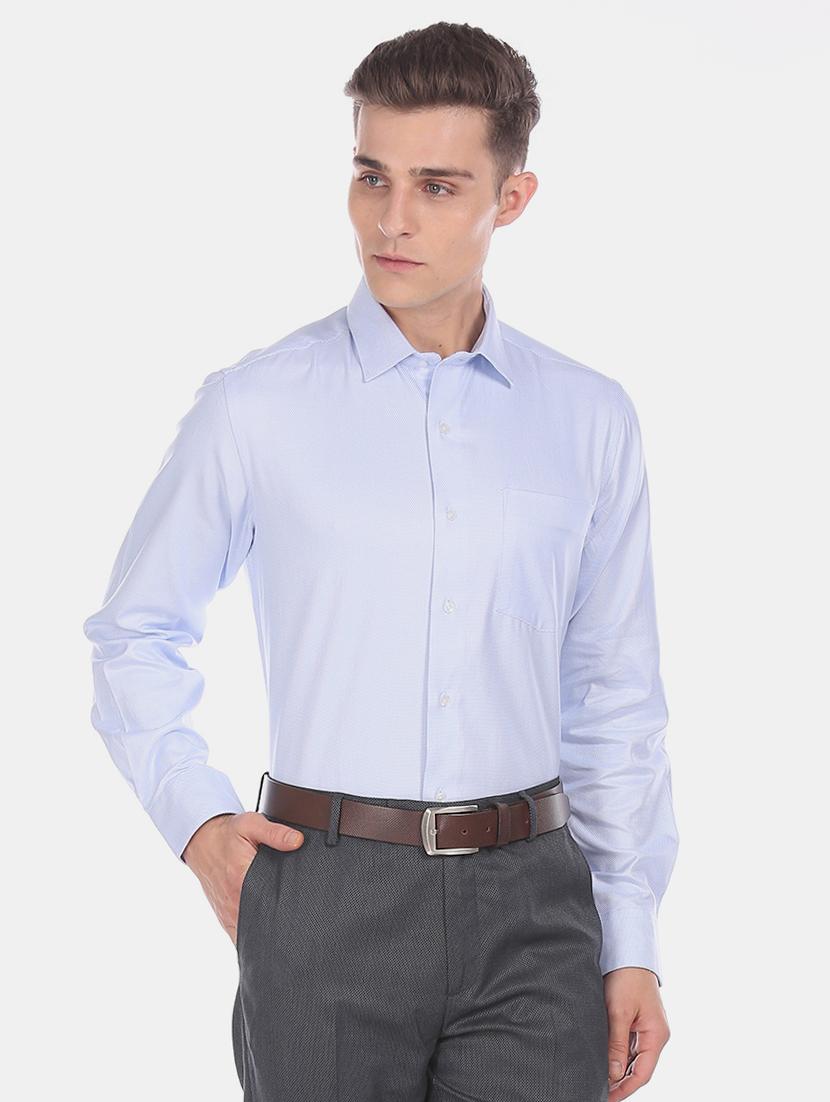 blue self design formal shirt - 17617934 - Zoom Image - 1