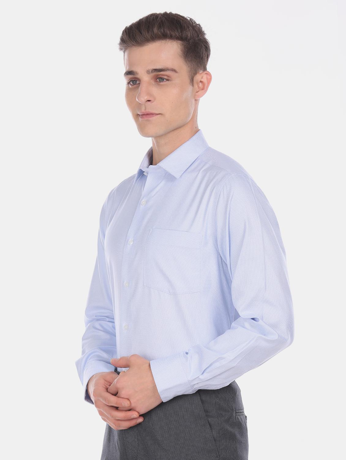 blue self design formal shirt - 17617934 - Zoom Image - 2