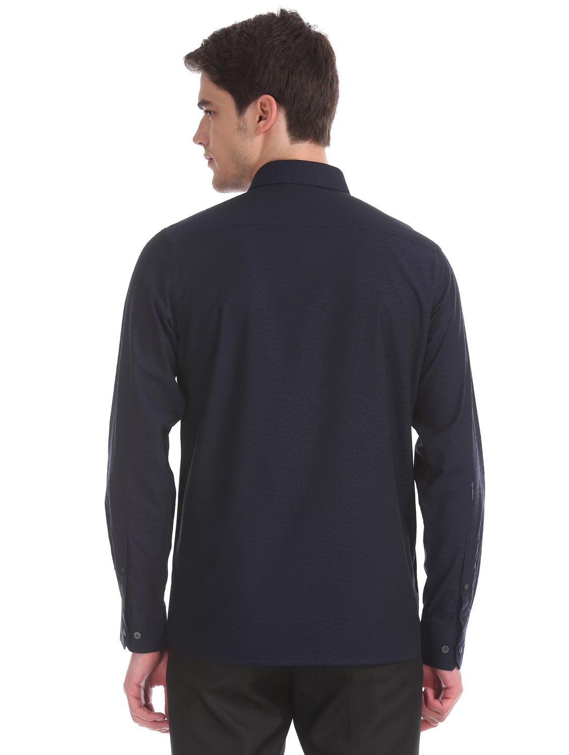 blue self design formal shirt - 17617936 - Zoom Image - 3