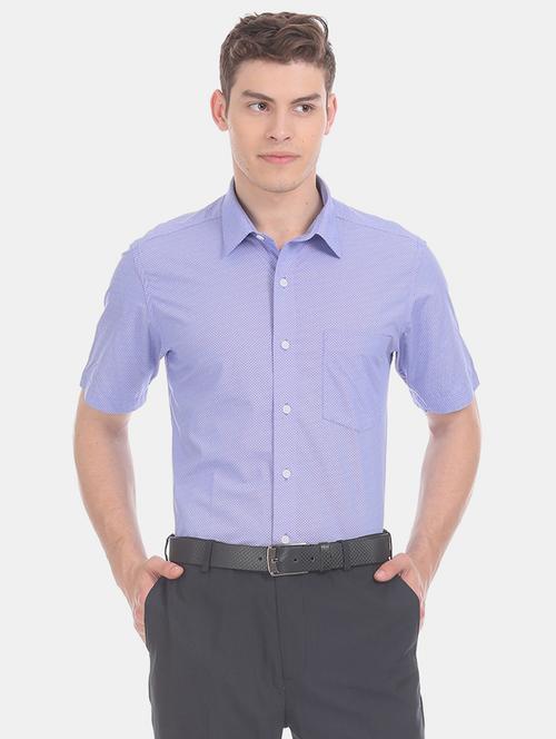blue printed formal shirt - 17617937 - Standard Image - 1