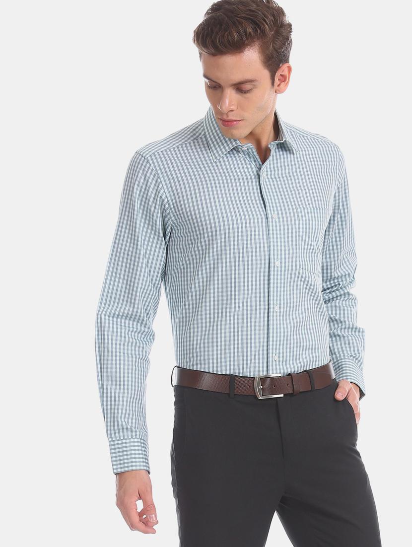 green checkered formal shirt - 17617956 - Zoom Image - 2
