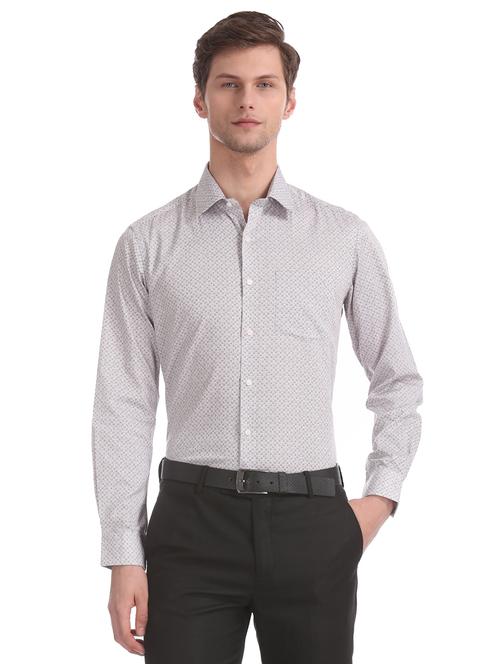 grey printed formal shirt - 17617977 - Standard Image - 1