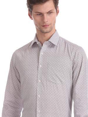 grey printed formal shirt - 17617977 - Standard Image - 6