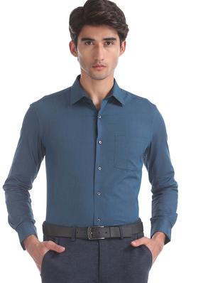 blue self design formal shirt - 17617989 - Standard Image - 2