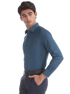 blue self design formal shirt - 17617989 - Standard Image - 3