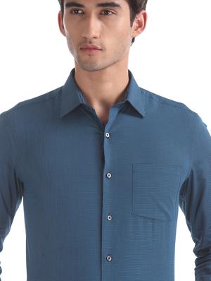 blue self design formal shirt - 17617989 - Standard Image - 6