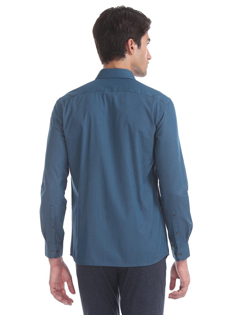 blue self design formal shirt - 17617989 - Zoom Image - 4