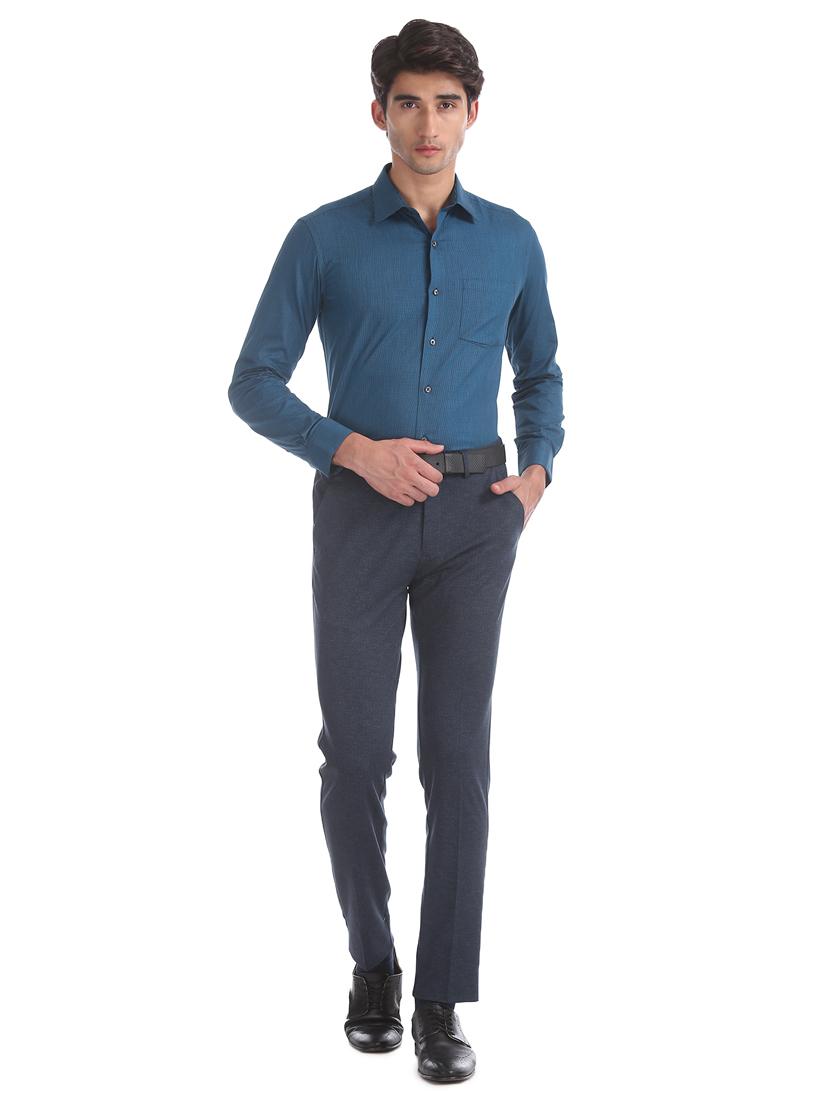 blue self design formal shirt - 17617989 - Zoom Image - 5