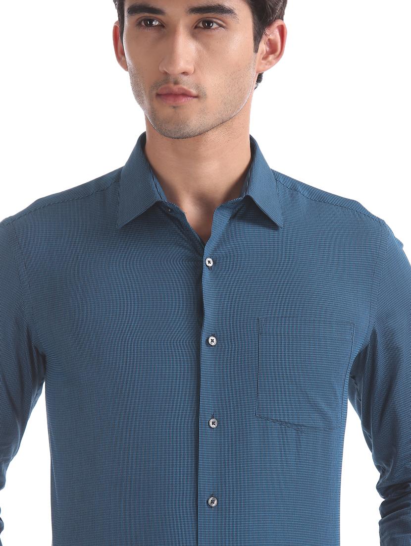blue self design formal shirt - 17617989 - Zoom Image - 6