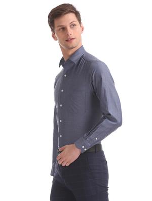 blue self design formal shirt - 17617992 - Standard Image - 2