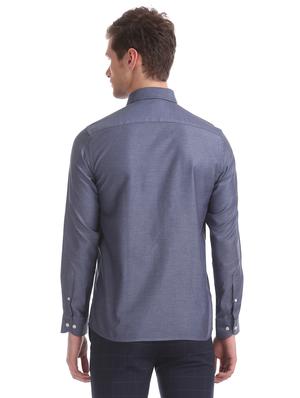 blue self design formal shirt - 17617992 - Standard Image - 3