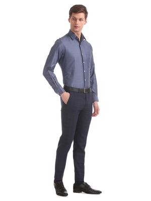 blue self design formal shirt - 17617992 - Standard Image - 4
