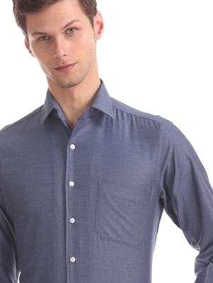 blue self design formal shirt - 17617992 - Standard Image - 6