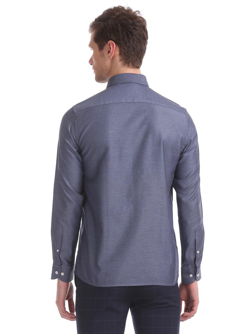 blue self design formal shirt - 17617992 - Zoom Image - 3