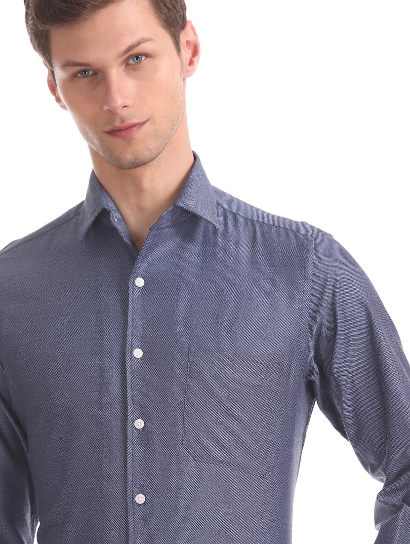 blue self design formal shirt - 17617992 - Zoom Image - 6