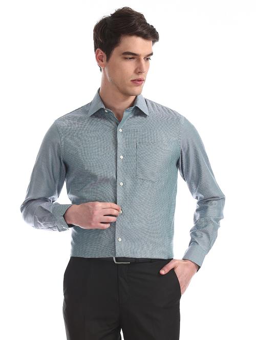 green self design formal shirt - 17617994 - Standard Image - 1