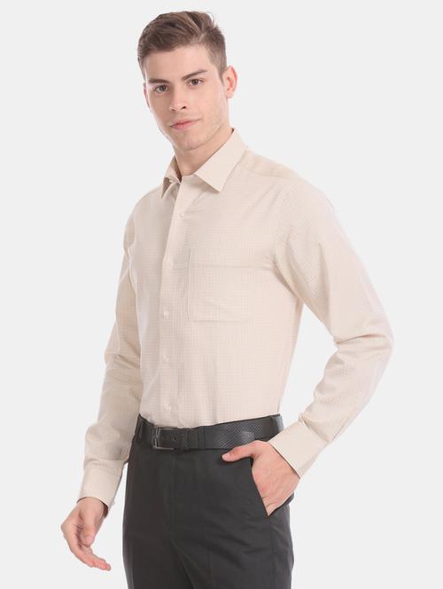 beige self design formal shirt - 17617996 - Standard Image - 1