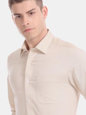 beige self design formal shirt - 17617996 - Standard Image - 6