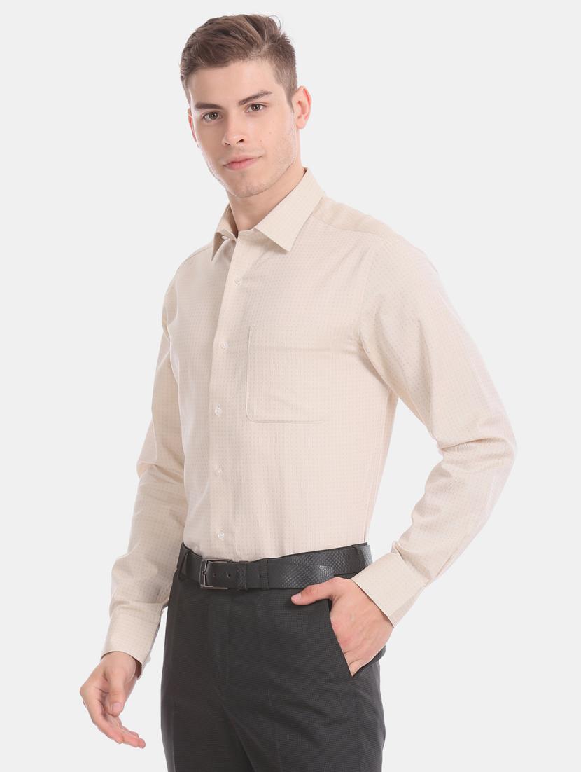 beige self design formal shirt - 17617996 - Zoom Image - 1