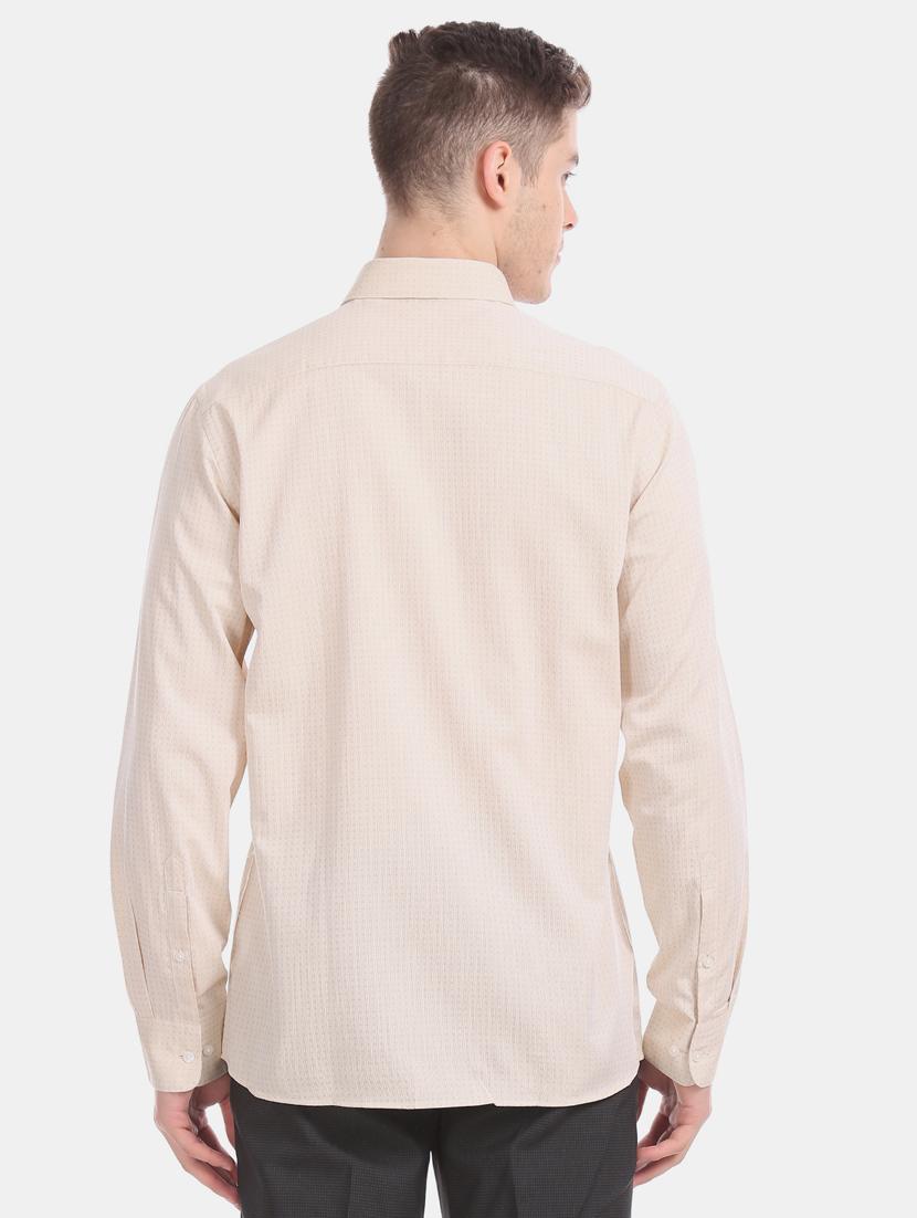 beige self design formal shirt - 17617996 - Zoom Image - 3
