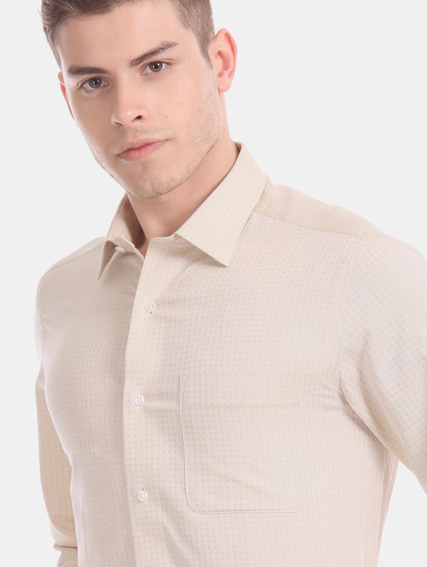 beige self design formal shirt - 17617996 - Zoom Image - 6