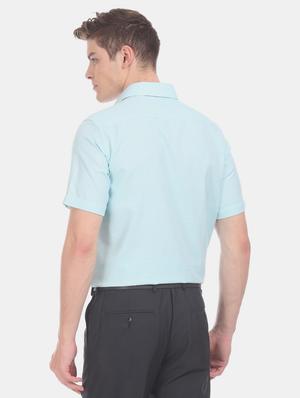 turquoise blue self design formal shirt - 17618003 - Standard Image - 3