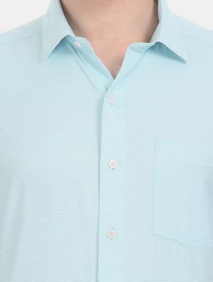 turquoise blue self design formal shirt - 17618003 - Standard Image - 6