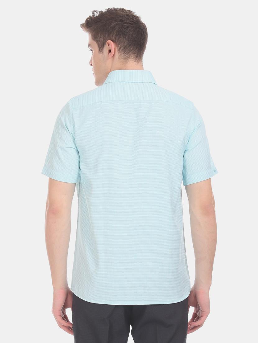 turquoise blue self design formal shirt - 17618003 - Zoom Image - 4