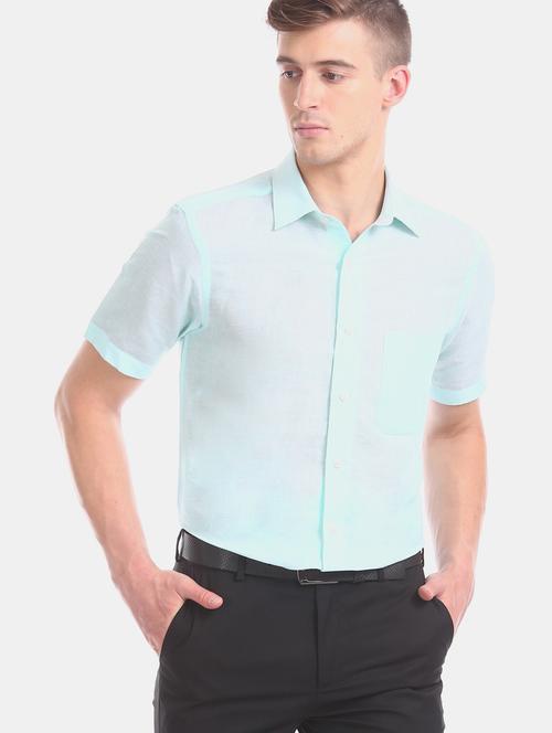 sea green solid formal shirt - 17618005 - Standard Image - 1